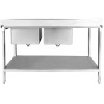 Évier professionnel Acier inoxydable 1500x600x850mm 2 bacs à gauche avec égouttoir Crédence Sous étagère | Adexa STT1560L Évier professionnel Acier inoxydable 1500x600x850mm 2 bacs à gauche avec égouttoir Crédence Sous étagère | Adexa STT1560L