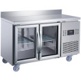 Réfrigérateur de comptoir commercial à 2 portes vitrées avec crédence - Réfrigérateur de préparation en acier inoxydable 1349×700×950 mm (Classe énergétique A) | Adexa SUP120 Réfrigérateur de comptoir commercial à 2 portes vitrées avec crédence - Réfrigérateur de préparation en acier inoxydable 1349×700×950 mm (Classe énergétique A) | Adexa SUP120