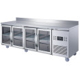 Réfrigérateur de comptoir commercial à 4 portes vitrées avec dosseret - Réfrigérateur de préparation en acier inoxydable 2239×700×950 mm (Classe énergétique B) | Adexa SUP124 Réfrigérateur de comptoir commercial à 4 portes vitrées avec dosseret - Réfrigérateur de préparation en acier inoxydable 2239×700×950 mm (Classe énergétique B) | Adexa SUP124