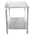 Table de déchargement côté gauche 1100 x 650 x 850 mm avec étagère inférieure et dosseret en acier inoxydable | Adexa SWB11065L