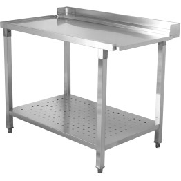 Table de déchargement côté gauche 1100 x 650 x 850 mm avec étagère inférieure et dosseret en acier inoxydable | Adexa SWB11065L