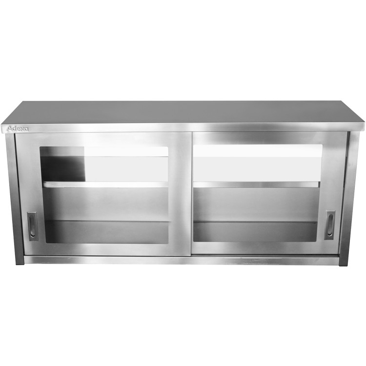 Armoire murale commerciale avec portes vitrées en acier inoxydable 1400 x 400 x 650 mm | Adexa SWCGD140402