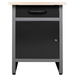 Établi d'atelier professionnel gris et noir avec bureau en bois de 30 mm, tiroir et porte verrouillable 600x600x850 mm | Adexa TC004