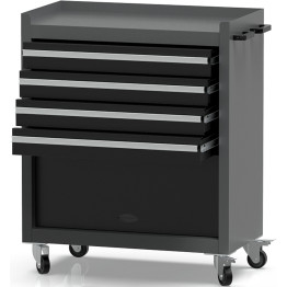 Armoire à tiroirs à outils professionnelle grise et noire avec 4 tiroirs et design de casier 616x330x760mm | Adexa TC027