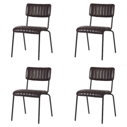 Chaise de salle à manger bistro moderne avec assise en cuir PU marron foncé 460 x 565 x 795 mm | Adexa TGS006