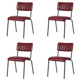 Chaise de salle à manger bistro moderne avec assise en cuir PU rouge 460x565x795mm | Adexa TGS010