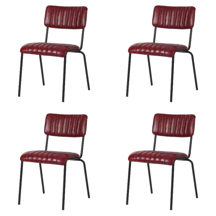 Chaise de salle à manger bistro moderne avec assise en cuir PU rouge 460x565x795mm | Adexa TGS010