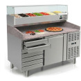 Table de préparation de pizzas à 1 porte et 7 tiroirs, présentoir de comptoir 7xGN1/4 | Adexa THPZ1610TN+PT15
