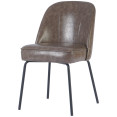 Chaise de salle à manger rembourrée taupe avec structure en métal noir 490×600×830 mm | Adexa TJG201