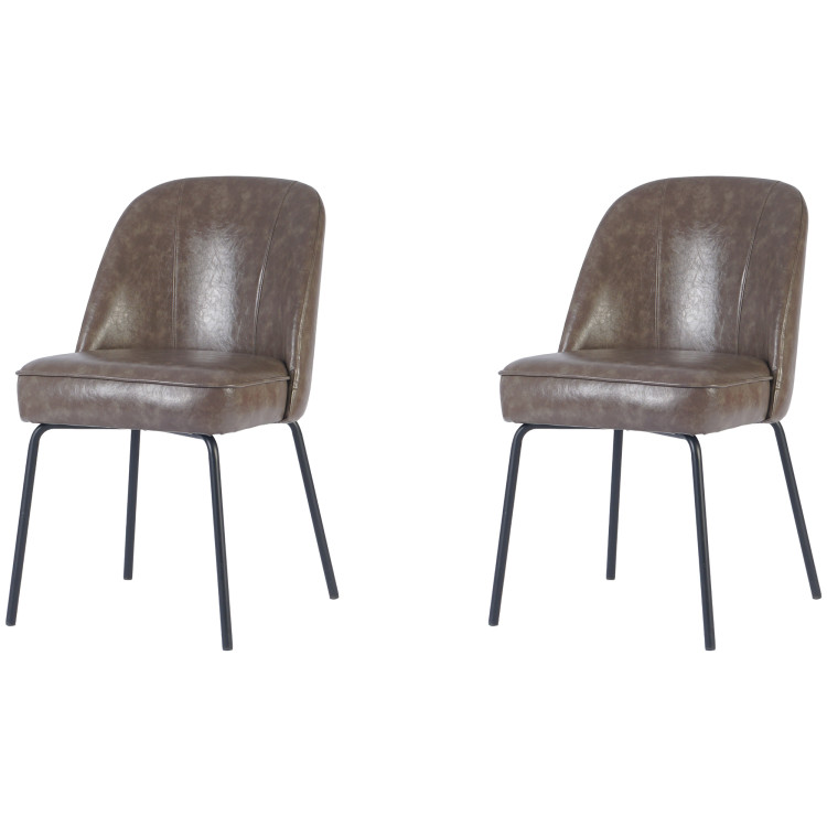 Chaise de salle à manger rembourrée taupe avec structure en métal noir 490×600×830 mm | Adexa TJG201