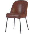 Chaise de salle à manger rembourrée marron avec structure en métal noir 490×600×830 mm | Adexa TJG202