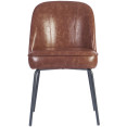 Chaise de salle à manger rembourrée marron avec structure en métal noir 490×600×830 mm | Adexa TJG202
