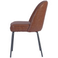 Chaise de salle à manger rembourrée marron avec structure en métal noir 490×600×830 mm | Adexa TJG202