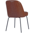 Chaise de salle à manger rembourrée marron avec structure en métal noir 490×600×830 mm | Adexa TJG202