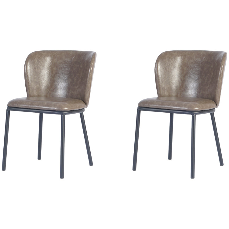 Chaise de salle à manger rembourrée taupe avec structure en métal noir 470×595×810 mm | Adexa TJG203