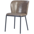Chaise de salle à manger rembourrée taupe avec structure en métal noir 470×595×810 mm | Adexa TJG203