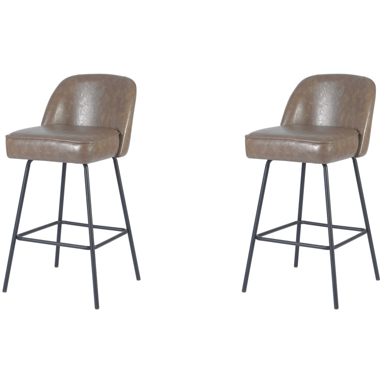 Tabouret de bar rembourré taupe avec structure en métal noir 475×595×960 mm | Adexa TJG205