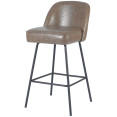 Tabouret de bar rembourré taupe avec structure en métal noir 475×595×960 mm | Adexa TJG205