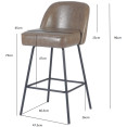 Tabouret de bar rembourré marron avec structure en métal noir 475×595×960 mm | Adexa TJG206