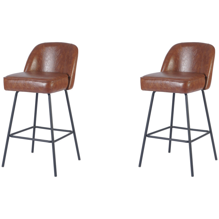 Tabouret de bar rembourré marron avec structure en métal noir 475×595×960 mm | Adexa TJG206