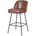 Tabouret de bar rembourré marron avec structure en métal noir 475×595×960 mm | Adexa TJG206
