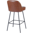 Tabouret de bar rembourré marron avec structure en métal noir 475×595×960 mm | Adexa TJG206