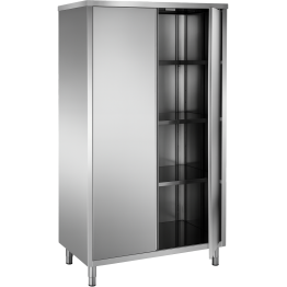 Armoire à casseroles verticale en acier inoxydable, 2 portes à charnières, 3 étagères, 1000 x 600 x 2000 mm | Adexa VC106SH