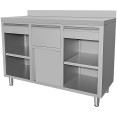 Table haute de café professionnelle en acier inoxydable avec tiroirs 1500×600×1150 mm | Adexa VC156FBU