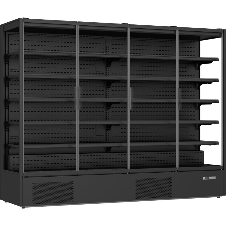 Vitrine réfrigérée commerciale à quatre portes, 1529 litres, noire, de qualité B | Adexa MULTI166GLASS, qualité B