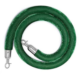 Corde de poteau en velours vert avec extrémités argentées 1,5 m | Adexa VR01RGREEN