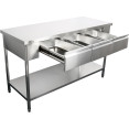 Plan de travail premium professionnel avec 3 tiroirs Étagère inférieure en acier inoxydable 1500x700x900mm | Adexa W218150703D