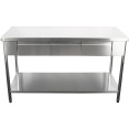 Plan de travail premium professionnel avec 3 tiroirs Étagère inférieure en acier inoxydable 1500x700x900mm | Adexa W218150703D