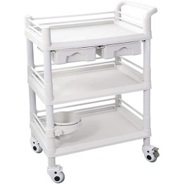 Chariot médical mobile professionnel à 3 niveaux et 2 tiroirs en ABS 750 x 530 x 980 mm | Adexa WH3LT7553D2 Chariot médical mobile professionnel à 3 niveaux et 2 tiroirs en ABS 750 x 530 x 980 mm | Adexa WH3LT7553D2
