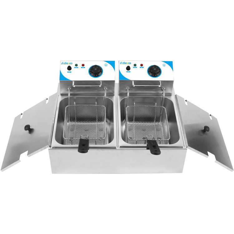 Commercial Double Friteuse Électrique 10+10 litres 5kW Comptoir | Adexa WHCDFD