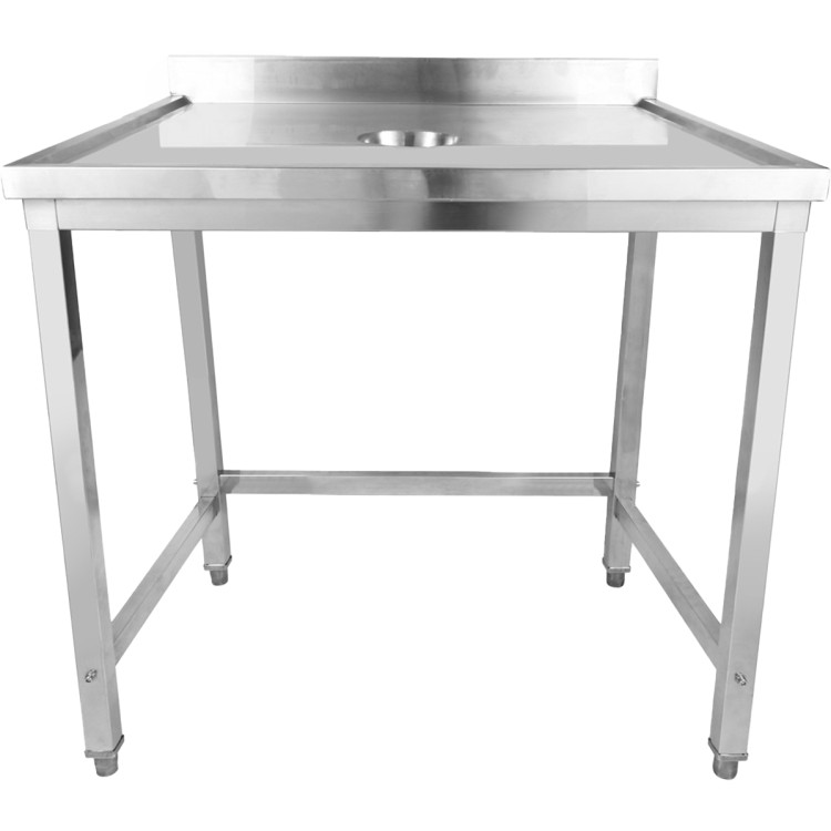 Table de tri des déchets professionnelle en acier inoxydable avec dosseret à bordure marine sur 4 côtés, 1000 x 600 x 950 mm | Adexa WHDW10060B