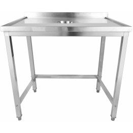 Table de traitement des déchets professionnelle en acier inoxydable avec dosseret à bordure marine sur 4 côtés, 1000 x 700 x 950 mm | Adexa WHDW10070B