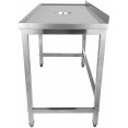 Table de traitement des déchets professionnelle en acier inoxydable avec dosseret à bordure marine sur 4 côtés, 1000 x 700 x 950 mm | Adexa WHDW10070B