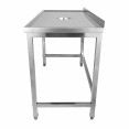 Table de tri des déchets professionnelle en acier inoxydable avec dosseret à bords marins sur 4 côtés, 1800 x 600 x 950 mm | Adexa WHDW18060B