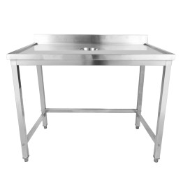 Table de tri des déchets professionnelle en acier inoxydable avec dosseret à bordure marine sur 4 côtés, 2000 x 600 x 950 mm | Adexa WHDW20060B