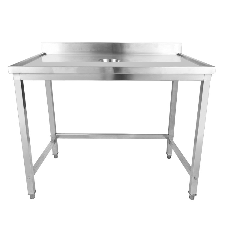 Table de tri des déchets professionnelle en acier inoxydable avec dosseret à bordure marine sur 4 côtés, 2000 x 600 x 950 mm | Adexa WHDW20060B