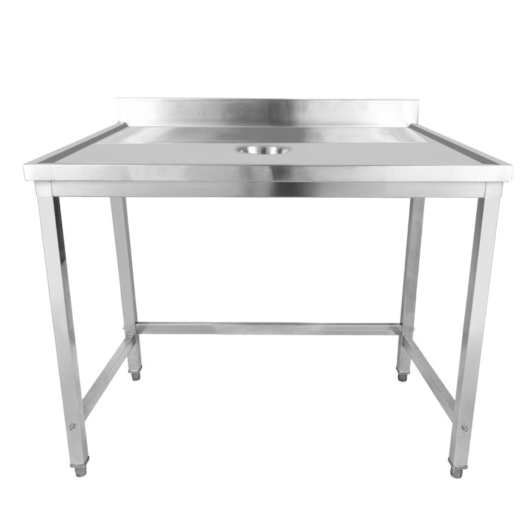 Table de traitement des déchets professionnelle en acier inoxydable avec dosseret à bordure marine sur 4 côtés, 2000 x 700 x 950 mm | Adexa WHDW20070B