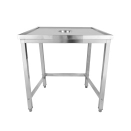 Table d'élimination des déchets professionnelle en acier inoxydable, bord marin à 4 côtés relevés, 800 x 600 x 900 mm | Adexa WHDW8060