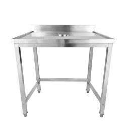 Table de tri des déchets professionnelle en acier inoxydable avec dosseret à bords marins sur 4 côtés, dimensions 800 x 600 x 950 mm | Adexa WHDW8060B