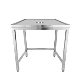 Table d'élimination des déchets professionnelle en acier inoxydable, bord marin à 4 côtés relevés, 800 x 700 x 900 mm | Adexa WHDW8070