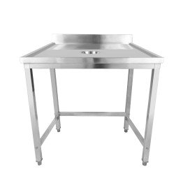 Table de tri des déchets professionnelle en acier inoxydable avec dosseret à bords marins sur 4 côtés, dimensions 800 x 700 x 950 mm | Adexa WHDW8070B
