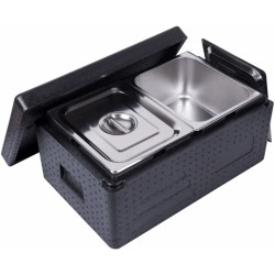 Boîte isotherme de transport alimentaire en EPP à chargement par le haut / Thermo Box 32 litres comprenant 2 récipients GN 1/2 avec couvercle et poignée | Adexa WHEPP212 Boîte isotherme de transport alimentaire en EPP à chargement par le haut / Thermo Box 32 litres comprenant 2 récipients GN 1/2 avec couvercle et poignée | Adexa WHEPP212