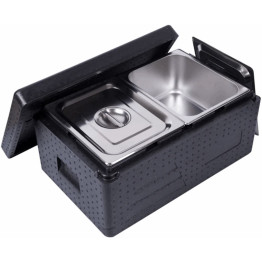 Boîte isotherme de transport alimentaire en EPP à chargement par le haut / Thermo Box 32 litres comprenant 2 récipients GN 1/2 avec couvercle et poignée | Adexa WHEPP212