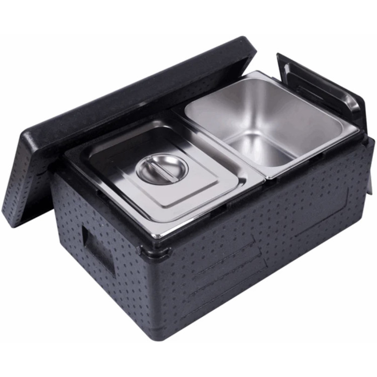 Boîte isotherme de transport alimentaire en EPP à chargement par le haut / Thermo Box 32 litres comprenant 2 récipients GN 1/2 avec couvercle et poignée | Adexa WHEPP212 Boîte isotherme de transport alimentaire en EPP à chargement par le haut / Thermo Box 32 litres comprenant 2 récipients GN 1/2 avec couvercle et poignée | Adexa WHEPP212