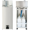 Lavabo mobile à commande au pied avec dosseret et roulettes en acier inoxydable | Adexa WHF277