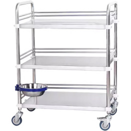 Chariot médical mobile professionnel à 3 niveaux en acier inoxydable 660 x 440 x 860 mm | Adexa WHSS3T6644